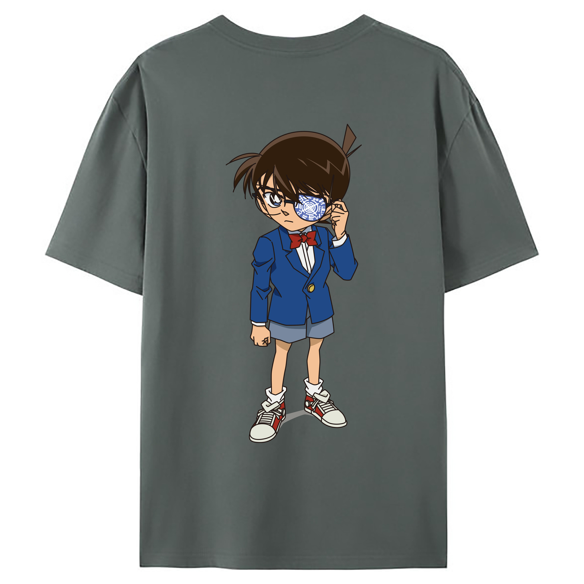 （画像用） 名探偵コナン 江戸川 コナン Detective Conan Conan Edogawa 綿100％ メンズ半袖Tシャツ（バックプリント） 通気性